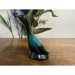 Blue Mountain Pottery Goose Duck Figurine Blue Green Drip Glaze Canada Vintage